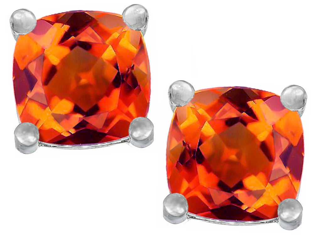Star K Cushion-Cut 7mm Simulated Mexican Fire Opal Earrings Studs