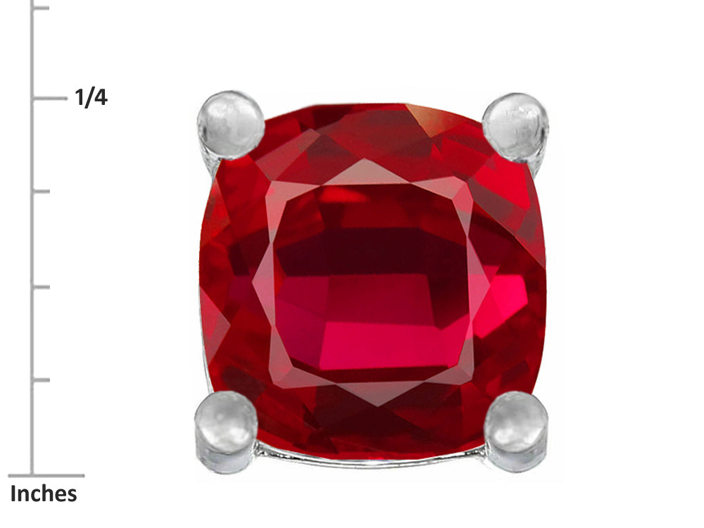 Star K Cushion-Cut 7mm Created Ruby Earrings Studs