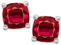 Star K Cushion-Cut 7mm Created Ruby Earrings Studs
