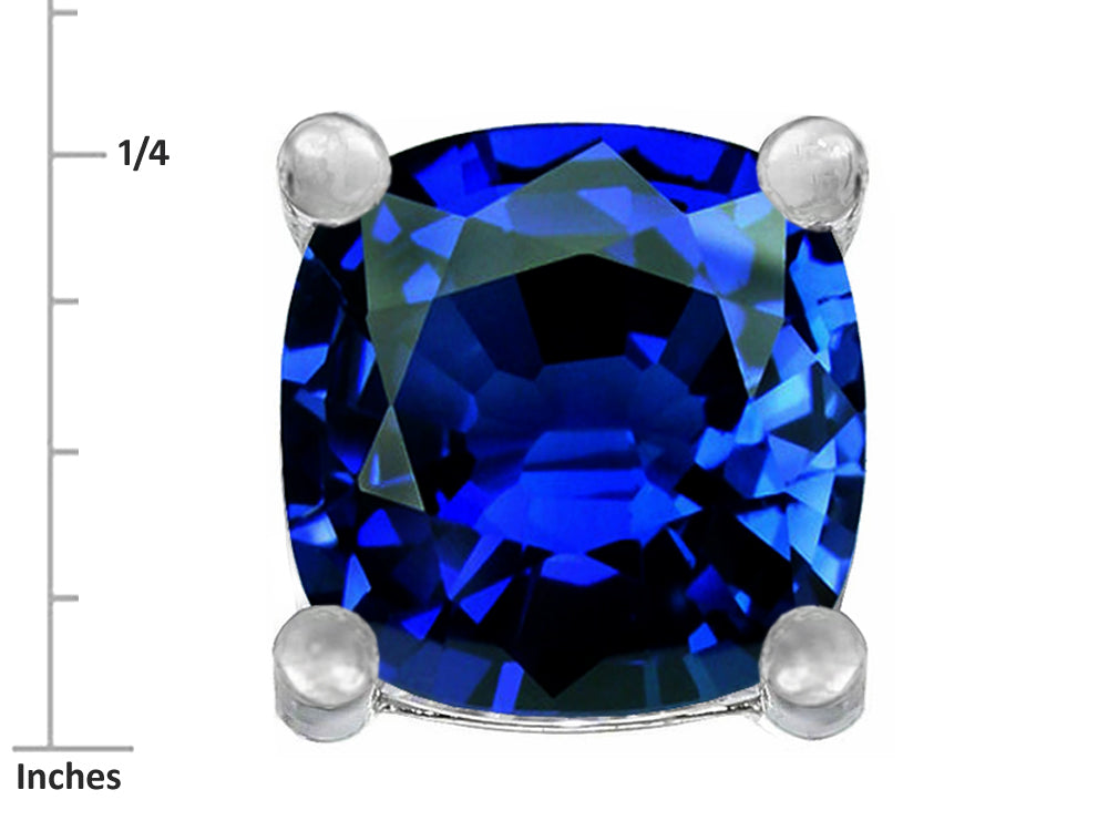 Star K Cushion-Cut 7mm Created Sapphire Earrings Studs