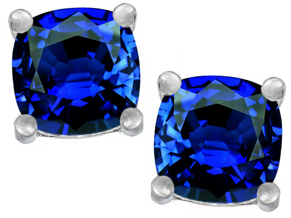 Star K Cushion-Cut 7mm Created Sapphire Earrings Studs