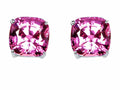 Star K Cushion-Cut 7mm Created Pink Sapphire Earrings Studs