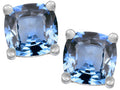 Star K Cushion-Cut 7mm Simulated Aquamarine Earrings Studs