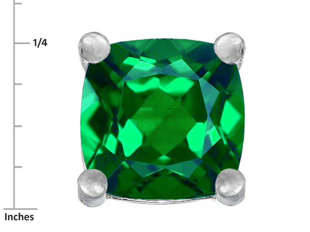 Star K Cushion-Cut 7mm Simulated Emerald Earrings Studs