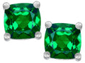 Star K Cushion-Cut 7mm Simulated Emerald Earrings Studs