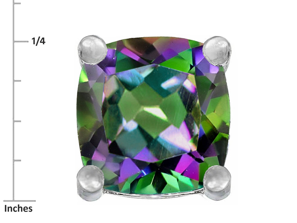 Star K Cushion-Cut 7mm Mystic Rainbow Topaz Earrings Studs