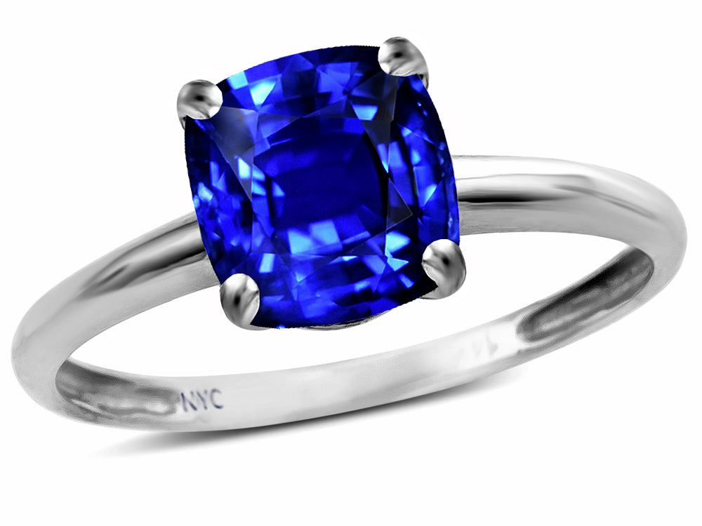 Original Star K Created Sapphire 7mm Cushion-Cut Solitaire Engagement Ring
