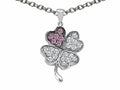 Star K Lucky Clover Pendant Necklace With Created Pink Sapphire