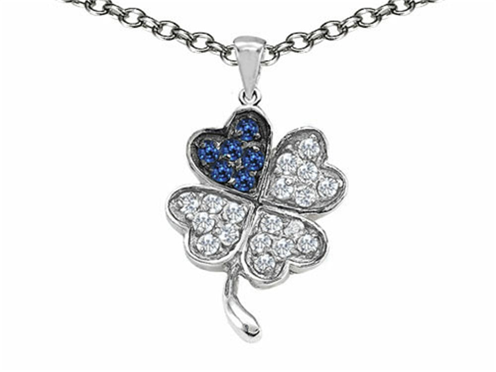 Star K Lucky Clover Pendant Necklace With Created Sapphire