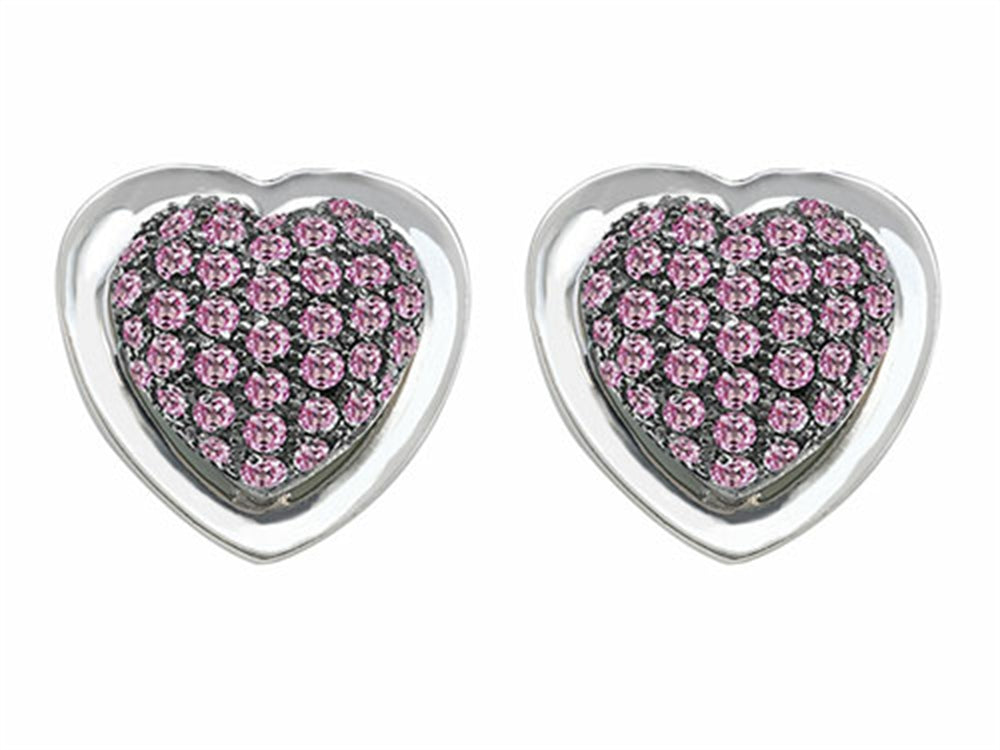 Star K Heart Shape Love Earrings with Created Pink Sapphire