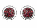 Star K Round Puffed Earrings with Created Ruby