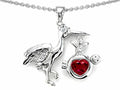 Star K Baby Stork Mother Pendant Necklace with Heart Shape Created Ruby