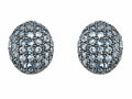 Star K Oval Puffed Earrings with Simulated Aquamarine
