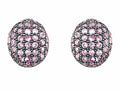 Star K Oval Puffed Earrings with Created Pink Sapphire