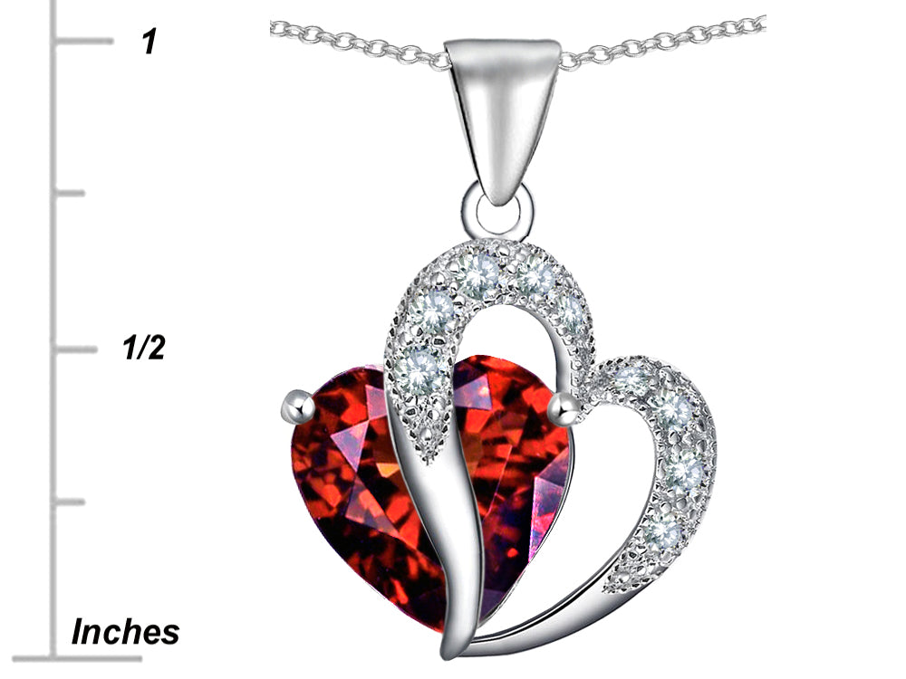 Star K Heart Shape 12mm Simulated Garnet Pendant Necklace