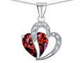 Star K Heart Shape 12mm Simulated Garnet Pendant Necklace