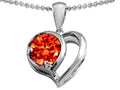 Star K Heart Shape Pendant Necklace With Round 7mm Simulated Mexican Fire Opal