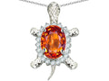 Star K Good Luck Turtle Pendant Necklace With Oval 12x10mm Simulated Mexican Fire Opal