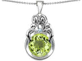 Star K Large Loving Mother And Family Pendant Necklace With Round 10mm Simulated Peridot and Cubic Zirconia