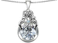 Star K Large Loving Mother And Family Pendant Necklace With Round 10mm Genuine White Topaz
