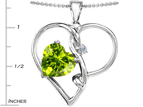 Star K Large 10mm Heart Shaped Simulated Peridot Knotted Heart Pendant Necklace