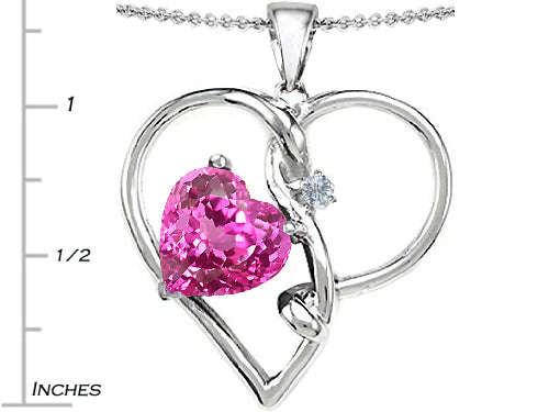 Star K Large 10mm Heart Shaped Created Pink Sapphire Knotted Heart Pendant Necklace