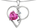 Star K Large 10mm Heart Shaped Created Pink Sapphire Knotted Heart Pendant Necklace