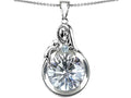 Star K Loving Mother With Child Family Pendant Necklace With Round 10mm Genuine White Topaz