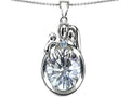 Star K Loving Mother And Father With Child Pendant Necklace With Genuine 11x9 Oval White Topaz