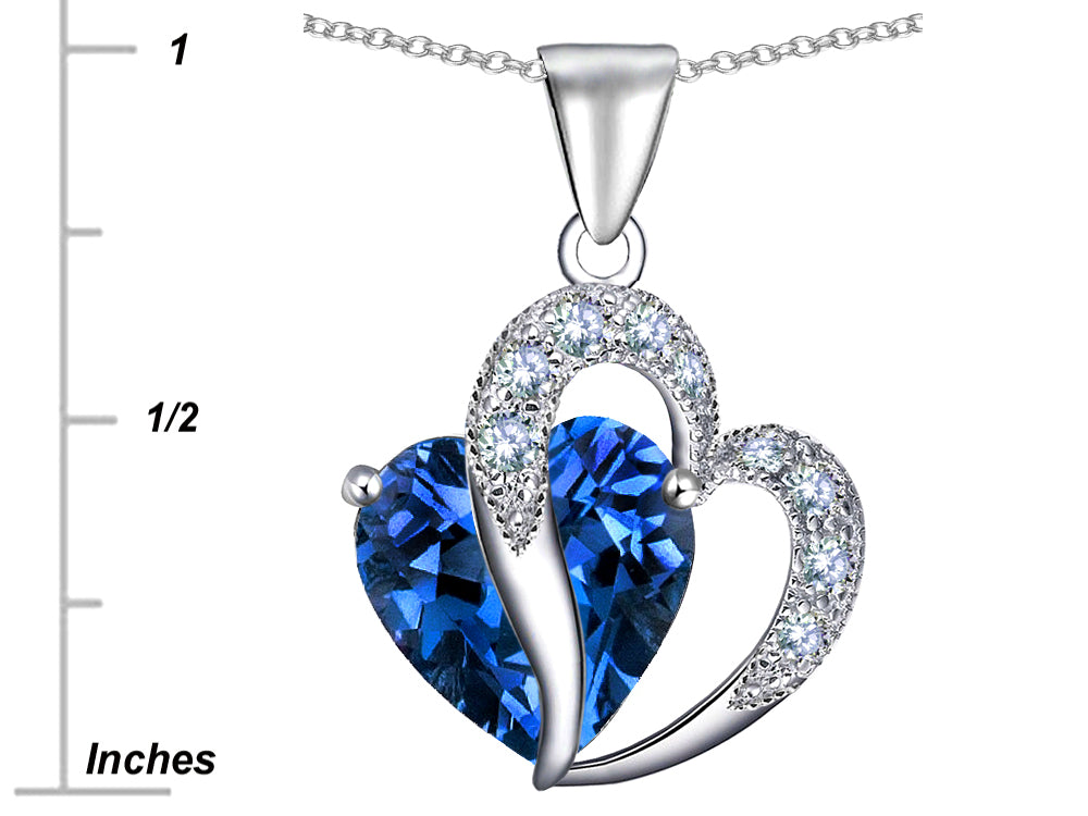 Star K Heart Shape 12mm Simulated Blue Topaz Pendant Necklace