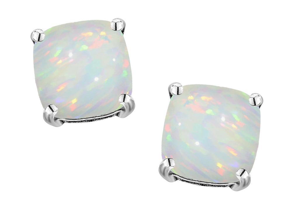 Tommaso Design 7mm Cushion-Cut Genuine Opal Earrings Studs