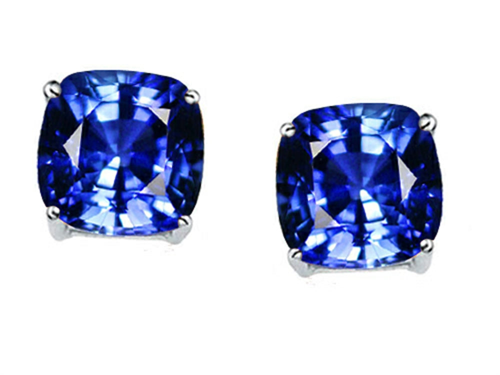 Tommaso Design 7mm Cushion-Cut Created Blue Sapphire Earrings Studs