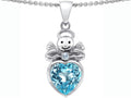 Star K Love Angel Pendant Necklace with 10mm Simulated Aquamarine Heart