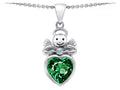 Star K Love Angel Pendant Necklace with 10mm Simulated Emerald Heart