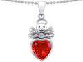 Star K Love Angel Pendant Necklace with 10mm Simulated Orange Mexican Fire Opal Heart