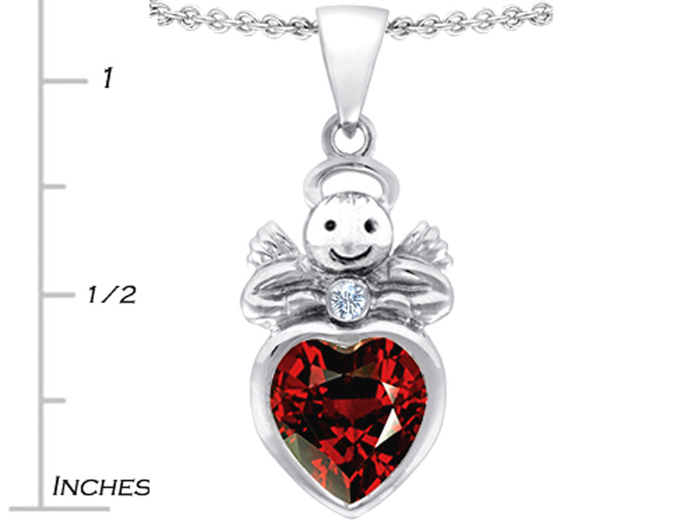 Star K Love Angel Pendant Necklace With 10mm Simulated Garnet Heart