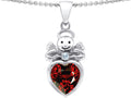 Star K Love Angel Pendant Necklace With 10mm Simulated Garnet Heart