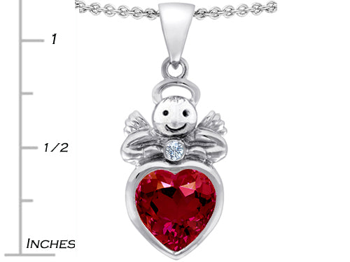 Star K Love Angel Pendant Necklace with 10mm Created Ruby Heart