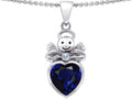 Star K Love Angel Pendant Necklace with 10mm Simulated Sapphire Heart