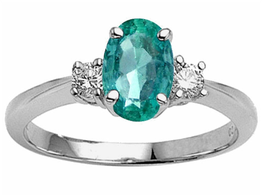 Tommaso Design Genuine Oval Emerald Engagement Ring