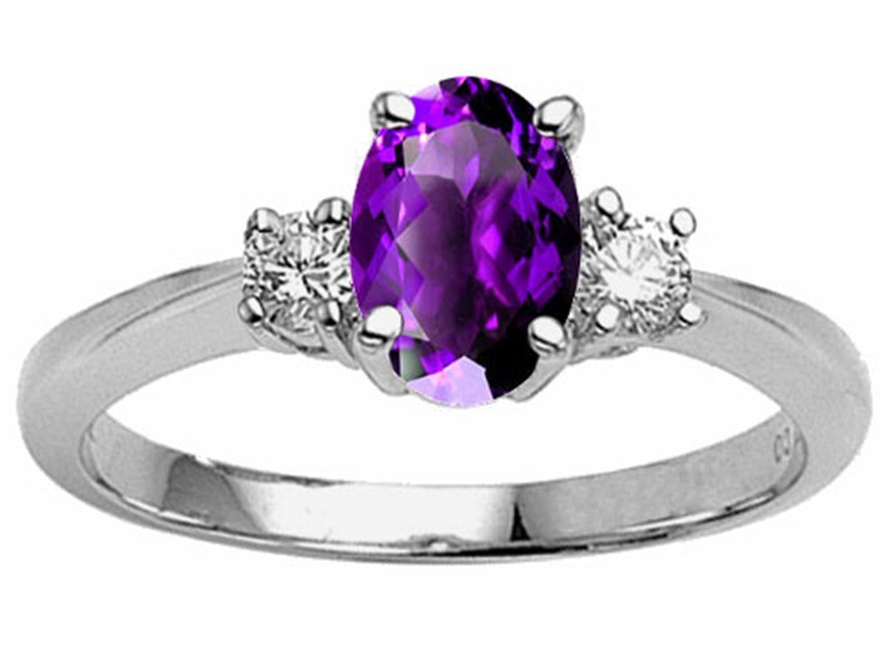 Tommaso Design 9x7 Oval Genuine Amethyst Engagement Ring