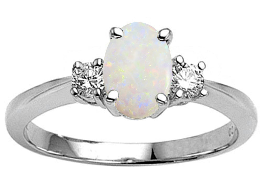 Tommaso Design Oval 8x6 Genuine Opal Engagement Ring