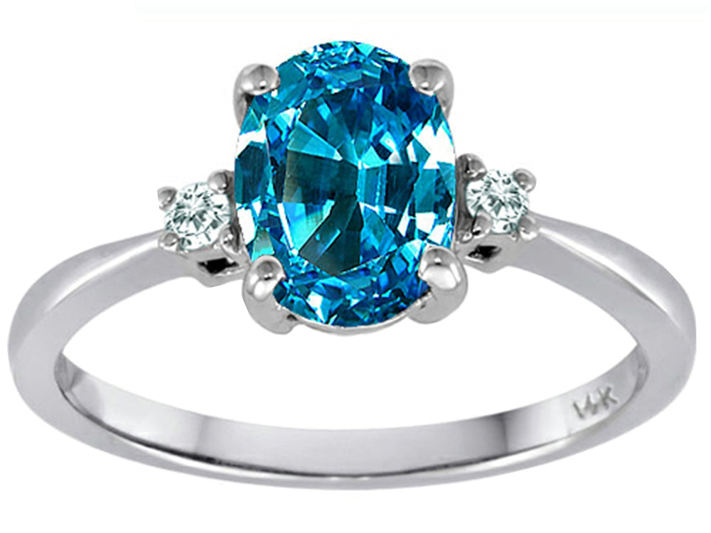 Tommaso Design 8x6mm Oval Genuine Blue Topaz Engagement Ring