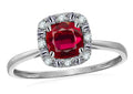 Star K 10 kt White Gold Classic Cushion-Cut Created Ruby Designer Halo Ring