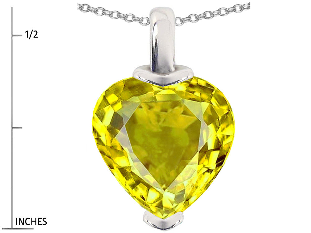 Star K 10mm Heart Shaped Simulated Citrine Pendant Necklace