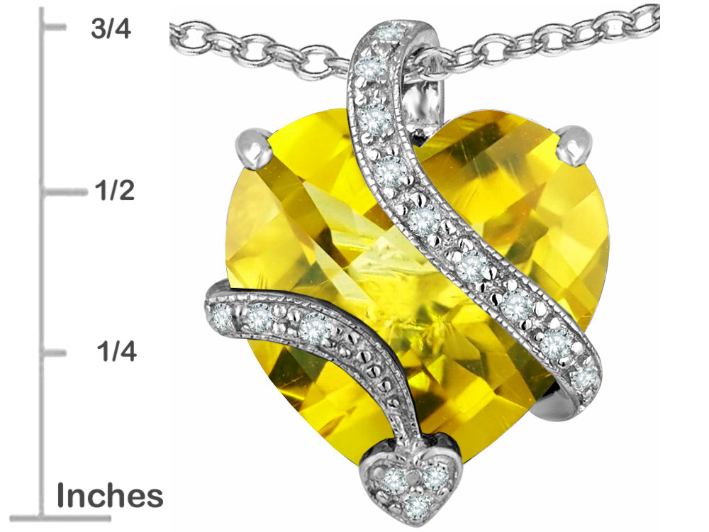 Star K Large 15mm Heart Shape Simulated Citrine Love Pendant Necklace