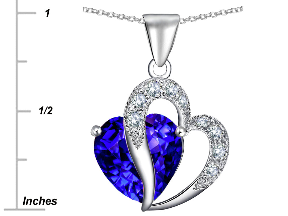 Star K 925 Simulated Heart Shape Tanzanite Pendant Necklace