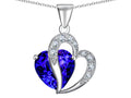 Star K 925 Simulated Heart Shape Tanzanite Pendant Necklace