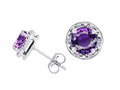 Tommaso Design Genuine 6mm Round Amethyst Earrings Studs