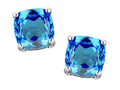Original Star K 7mm Cushion-Cut Genuine Blue Topaz Earrings Studs